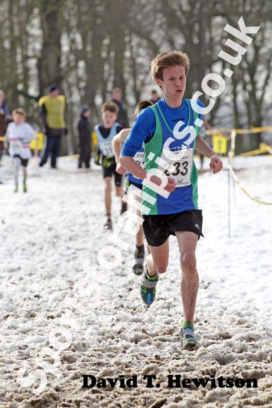 Julian Slater (City of Sheffield) on his way to winning the under-13 boys Northern Cross Country Championships.